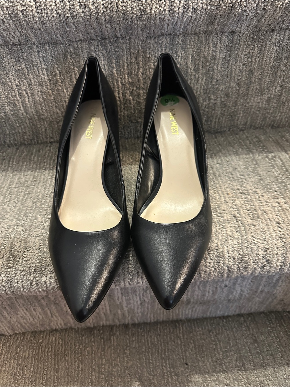Nine West Black Pointed-Toe Leatherette Pumps